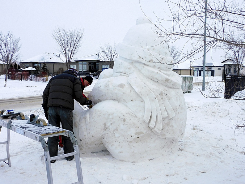 Playing with snow -back